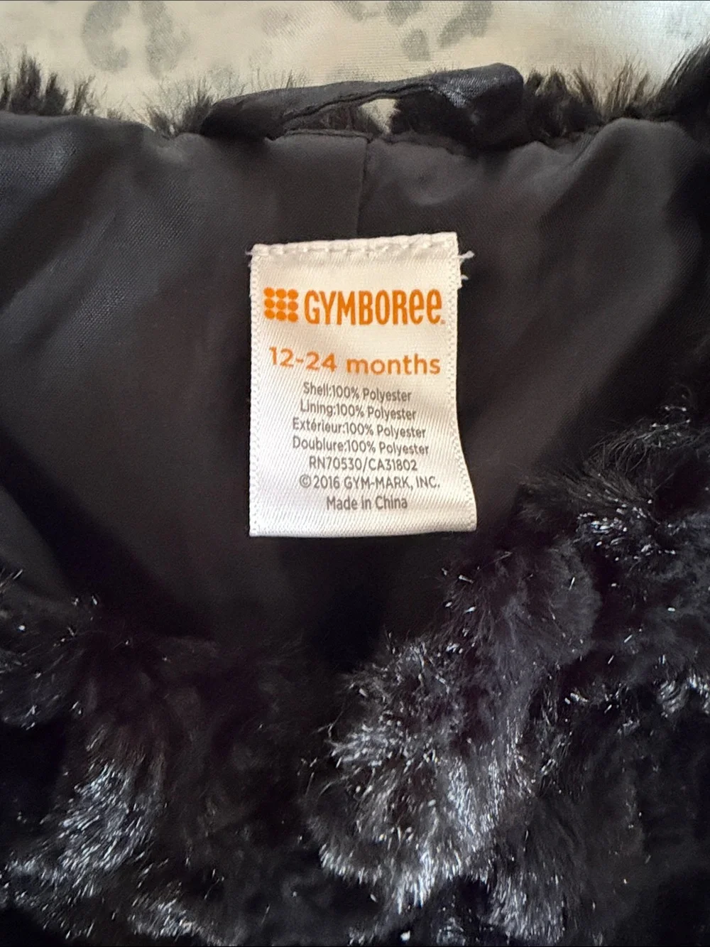 Gymboree Black Faux Fur Cropped Jacket - 12-24 months